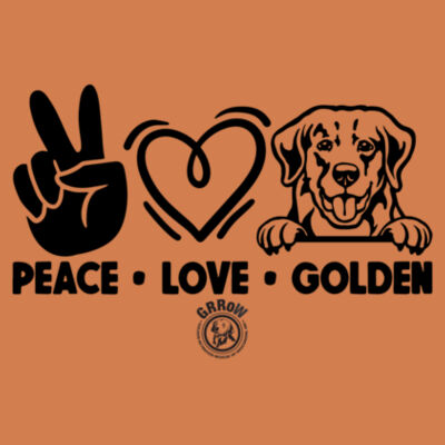 HEAVY COTTON  100% COTTON T SHIRT WITH DTF IMPRINTED PEACE, LOVE, GOLDEN GRROW LOGO Design