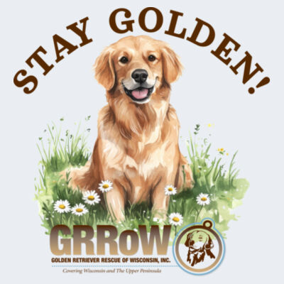 GILDAN® LADIES HEAVY COTTON™ 100% COTTON T-SHIRT DTF IMPRINTED STAY GOLDEN WITH GRROW LOGO Design