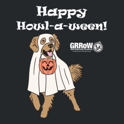 HEAVY COTTON  100% COTTON LONG SLEEVE T SHIRT WITH HOWL-A-WEEN DFT IMPRINT IN WHITE Design