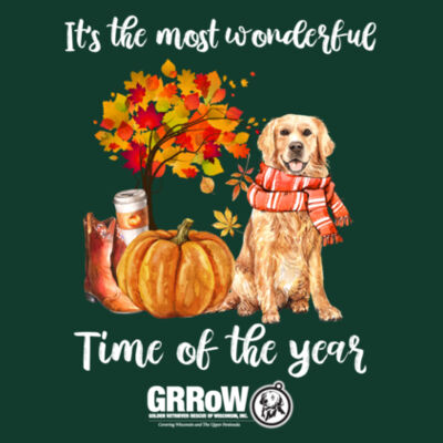 HEAVY COTTON  100% COTTON LONG SLEEVE T SHIRT WITH "IT'S THE MOST WONDERFUL TIME OF THE YEAR" THANKSGIVING DESIGN WITH WHITE LOGO Design