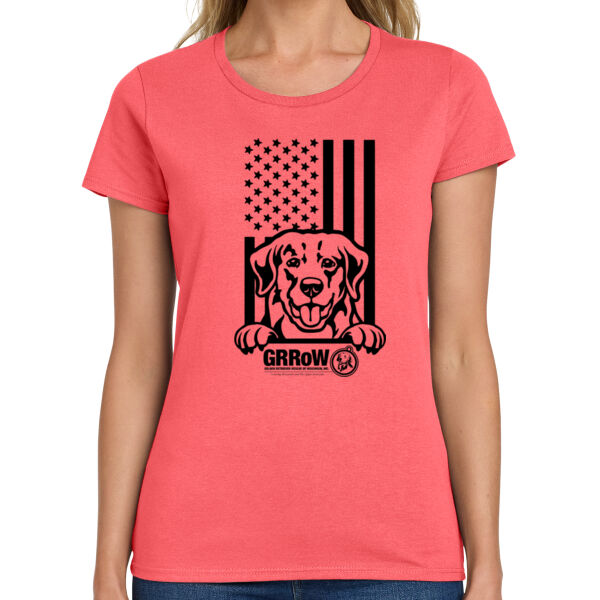 GILDAN® LADIES HEAVY COTTON™ 100% COTTON T-SHIRT DTF IMPRINTED RETRIEVER FLAG GRROW LOGO Thumbnail