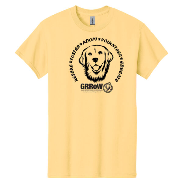 HEAVY COTTON  100% COTTON T SHIRT WITH DTF IMPRINTED RESCUE, FOSTER, ADOPT, VOLUNTEER, EDUCATE GRROW Thumbnail