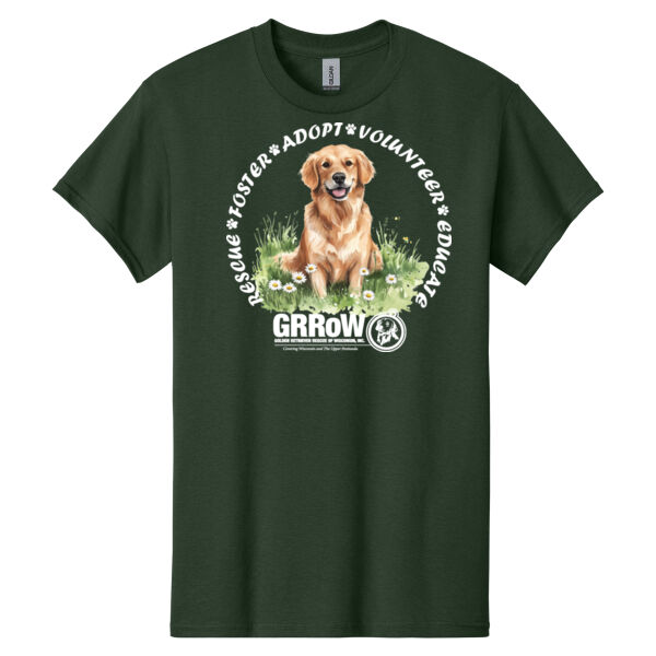 HEAVY COTTON  100% COTTON T SHIRT WITH DTF IMPRINTED Rescue Foster Adopt Volunteer Educate  Thumbnail