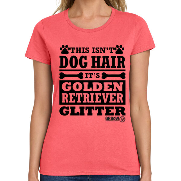 LADIES HEAVY COTTON 100% COTTON T SHIRT with BLACK "GLITTER" DTF IMPRINT Thumbnail