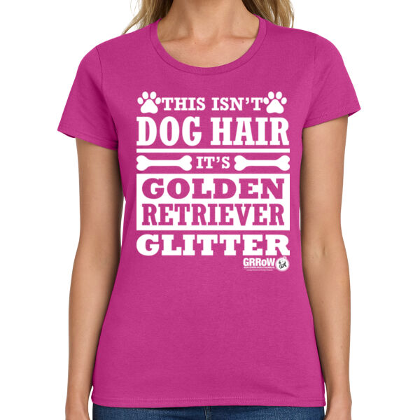 LADIES HEAVY COTTON 100% COTTON T SHIRT with BLACK "GLITTER" DTF IMPRINT 3 Thumbnail