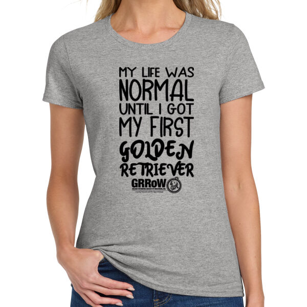 LADIES HEAVY COTTON 100% COTTON T SHIRT WITH "MY LIFE WAS NORMAL" DTF IMPRINT IN BLACK Thumbnail