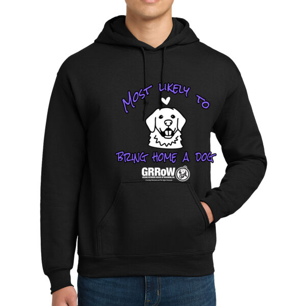 GILDAN® - DRYBLEND® PULLOVER HOODED SWEATSHIRT WITH "MOST LIKELY TO BRING HOME A DOG" DESIGN IN WHITE Thumbnail