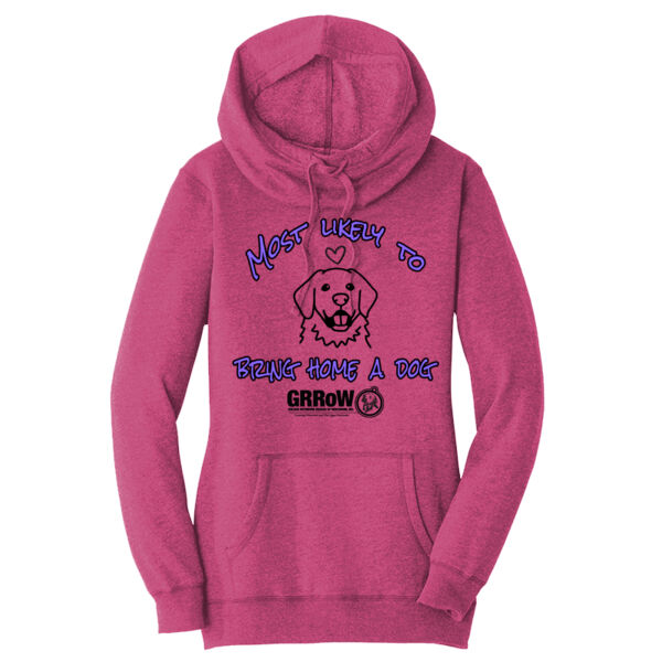 WOMEN'S LIGHTWEIGHT FLEECE HOODIE WITH "MOST LIKELY TO BRING HOME A DOG" DESIGN IN BLACK Thumbnail