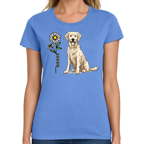 GILDAN® LADIES HEAVY COTTON™ 100% COTTON T-SHIRT DTF IMPRINTED GRRoW DAISY Thumbnail